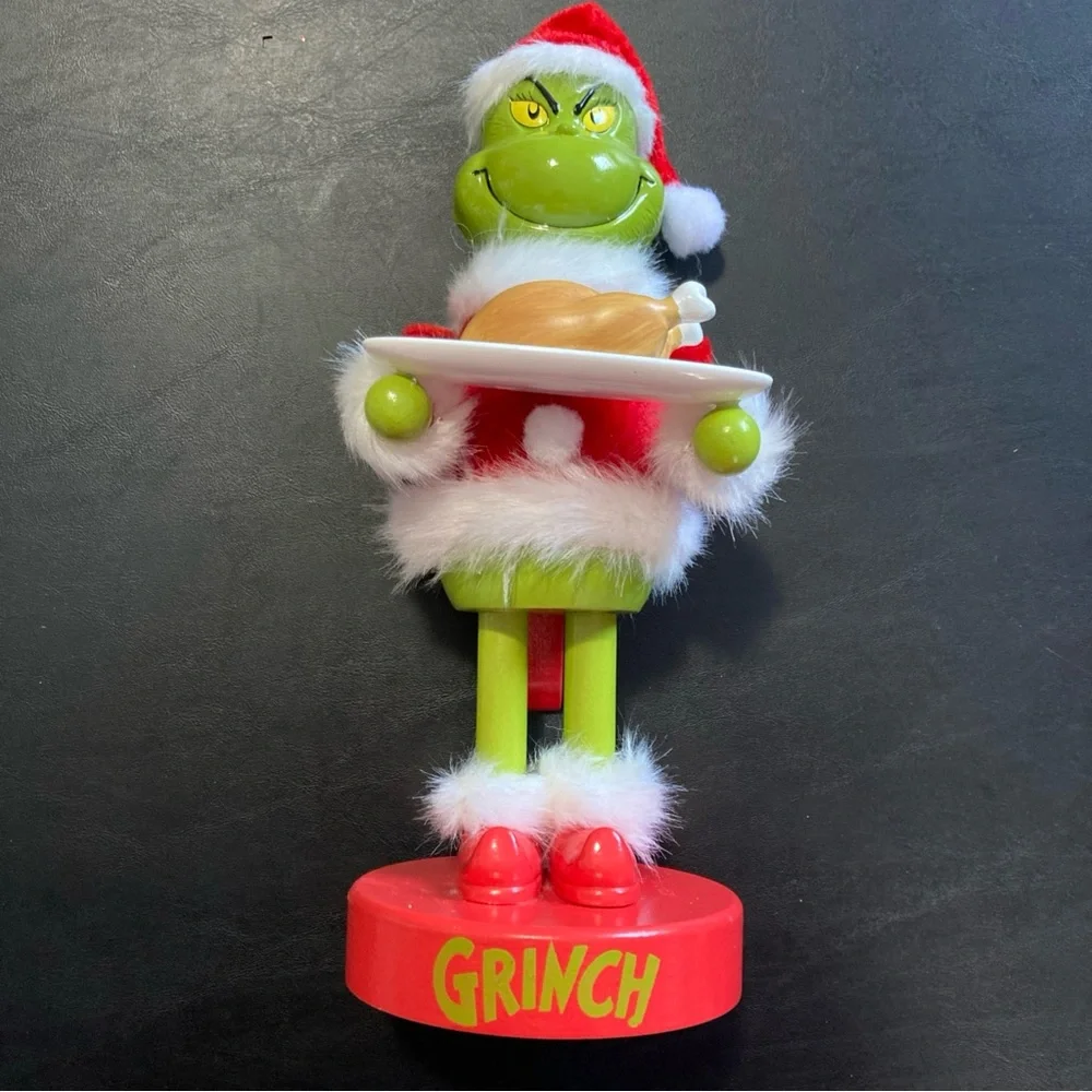 THE GRINCH Dr Seuss w/ Turkey Wood Nutcracker Santa 11” New Grinchmas - Picture 1 of 11